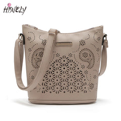 Women Retro Bucket Bag Hollow Out Shoulder Bag