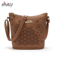 Women Retro Bucket Bag Hollow Out Shoulder Bag