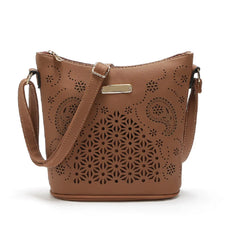 Women Retro Bucket Bag Hollow Out Shoulder Bag