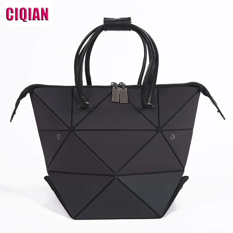 Women Geometry Handbag Hologram Laser Folding Totes Large Capacity Casual Totes