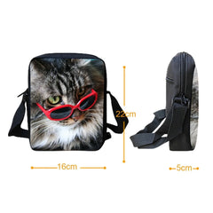 HUE MASTER Small Messenger Bags Cat Printing Crossbody For Children Boys Girls