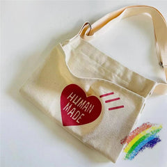 Heart Canvas Bag Foldable Reusable Tote Bag