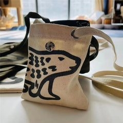 Polar Bear Print Canvas Messenger Bag