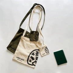 Polar Bear Print Canvas Messenger Bag
