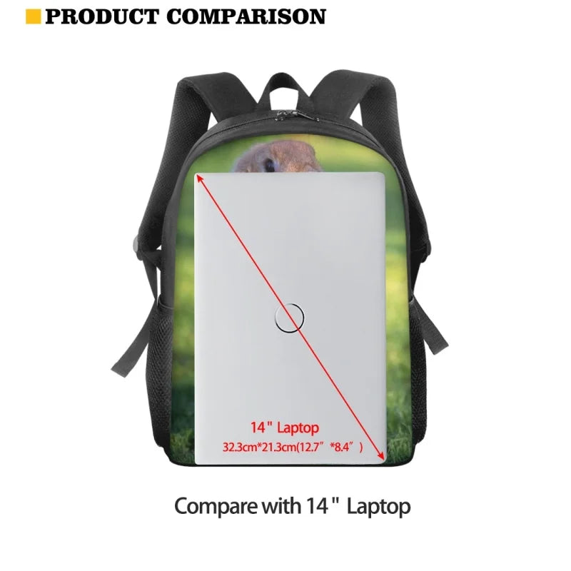 Rabbit Horse Print School Bags 15inch Kids Schoolbags