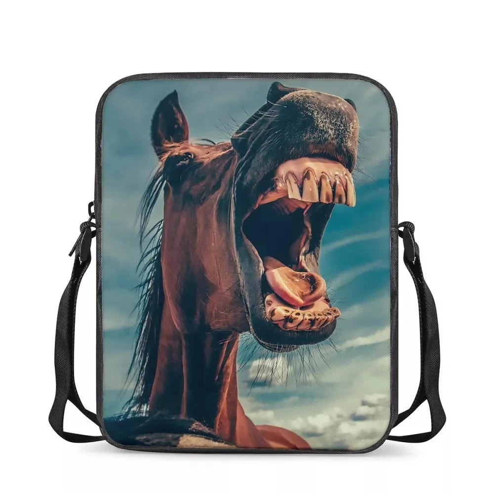 Funny Horse Print Women Shoulder Bag Puppy Dog Husky Messenger Bags