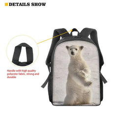 Kids Cartoon Backpack Polar Bear School Bookbag 15inch