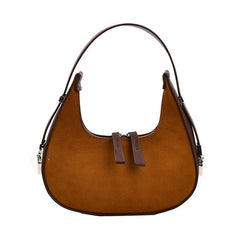 Matte Leather Women Shoulder Bag Half Moon Chain Underarm Handbag
