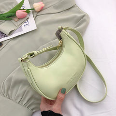 Half-Moon PU Leather Underarm Handbag Spring Shoulder Bag