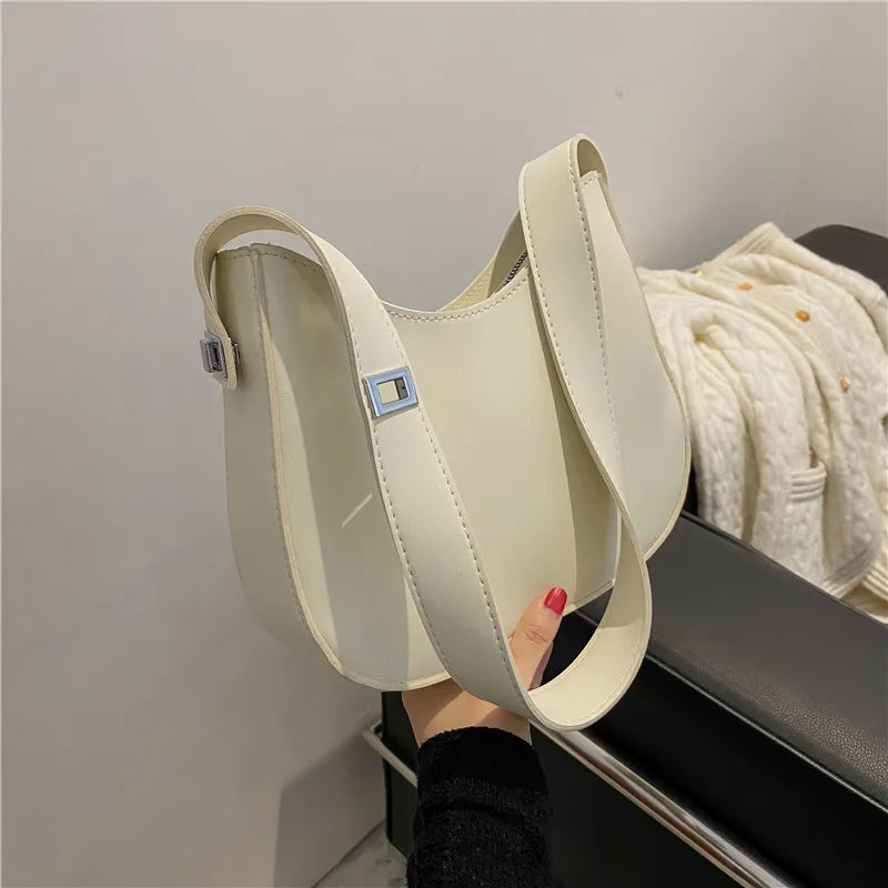 Half-Moon Shoulder Bag Vintage Solid Armpit Shoulder Bag Portable Handbag Totes