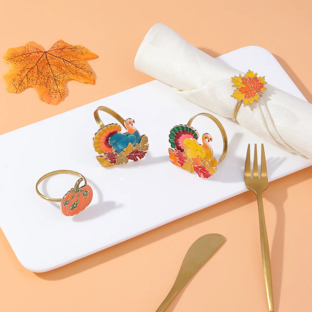 Thanksgiving Halloween Table Decor Maple Leaf Turkey Napkin Holders