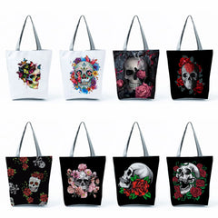 Floral Skull Women's Shoulder Bag Shopping Tote