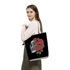 Floral Skull Women's Shoulder Bag Shopping Tote