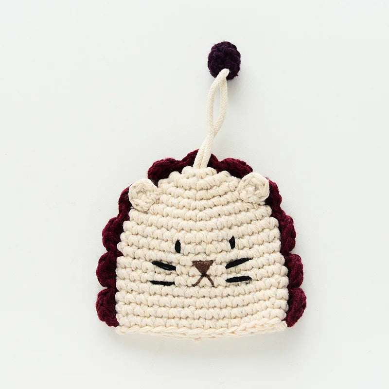 Hand-Knitted Car Key Case Cartoon Key Cover Woolen Mini Bag