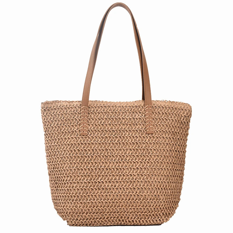 Bohemian Straw Beach Tote Bag Hand-woven Women's Shoulder Handbag