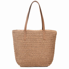 Bohemian Straw Beach Tote Bag Hand-woven Women's Shoulder Handbag