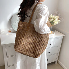 Bohemian Straw Beach Tote Bag Hand-woven Women's Shoulder Handbag