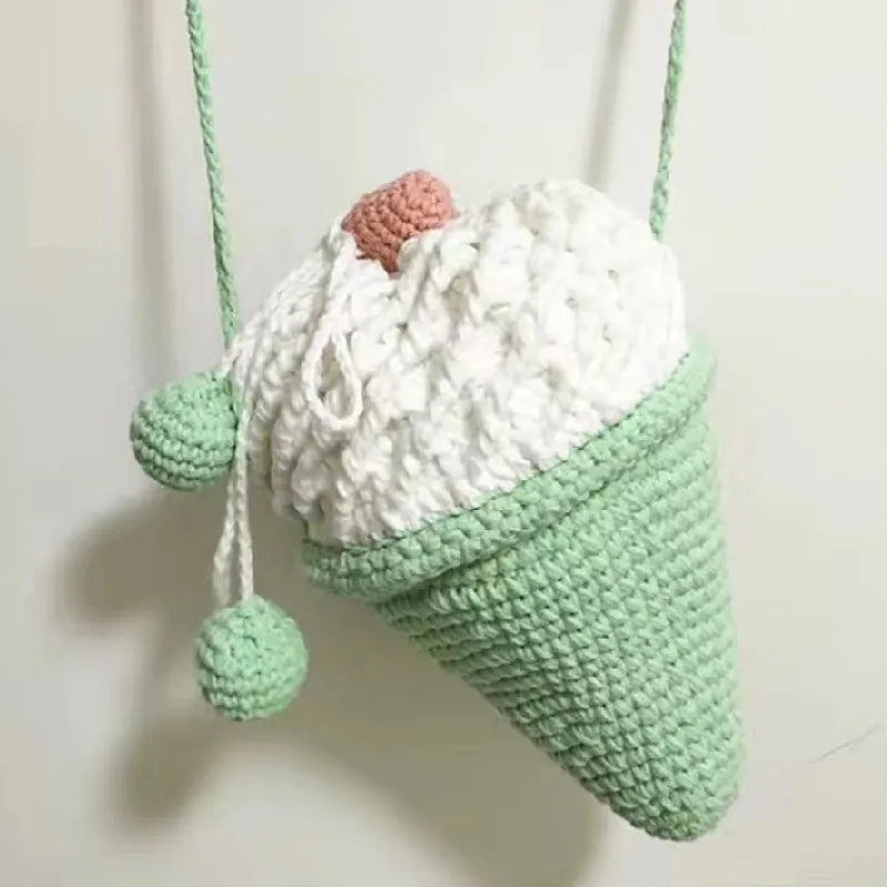 Hand Woven Ice Cream Messenger Bag Cone Design