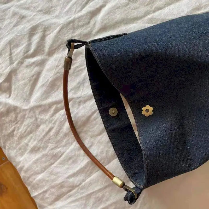 Retro Denim Bucket Small Carry Bag Purse Women Hand Bag