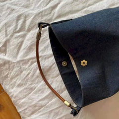Retro Denim Bucket Small Carry Bag Purse Women Hand Bag