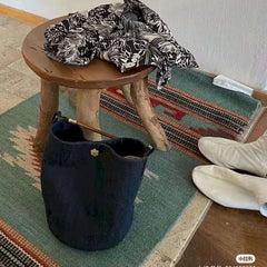 Retro Denim Bucket Small Carry Bag Purse Women Hand Bag