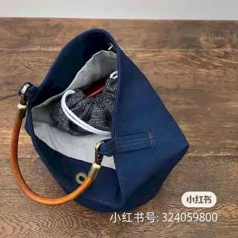 Retro Denim Bucket Small Carry Bag Purse Women Hand Bag