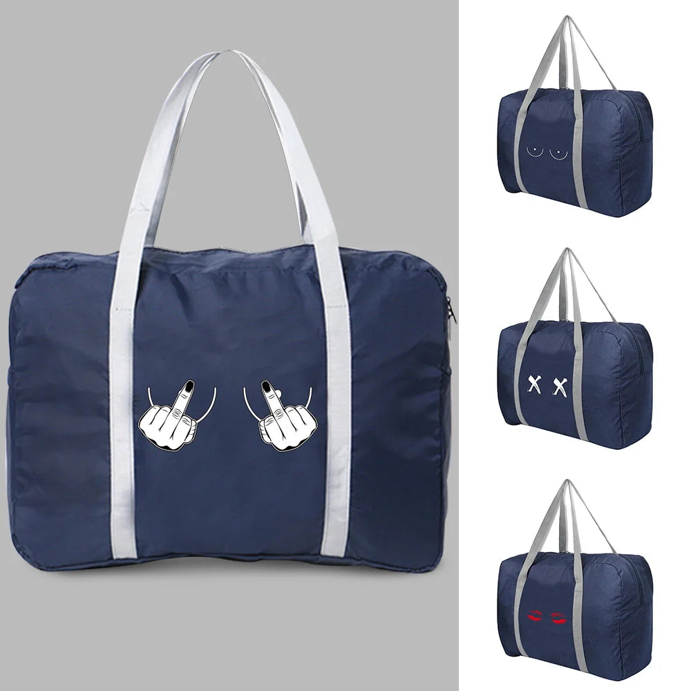 Unisex Outdoor Travel Bag Chest Print Zipper Foldable Organizer