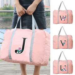Foldable Outdoor Travel Bag Whitemarble Print Organizer