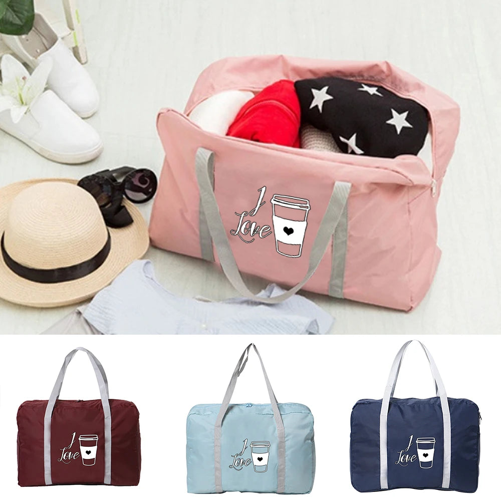 Food Print Zipper Tote Bag for Women Travel Camping Carry-On