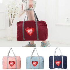 Outdoor Travel Bag Organizer Love Print Zipper Storage Bag
