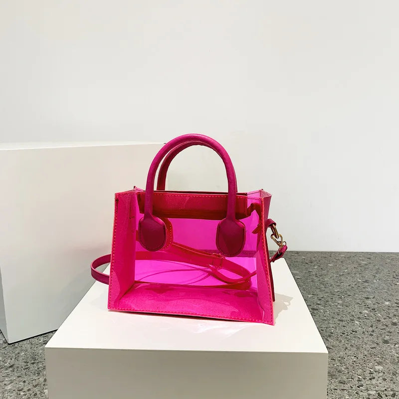 Spring Transparent PVC Jelly Mini Tote Bag Women's Shoulder Messenger