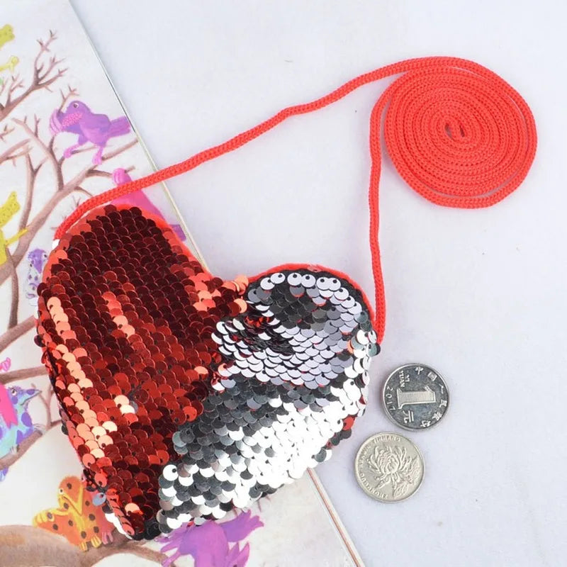 Kids Mermaid Sequins Messenger Bag Coin Purse Sac A Dos