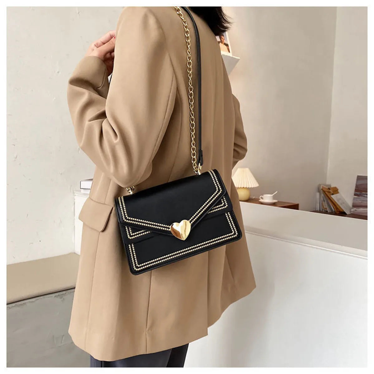 Heart PU Leather Japanese Style School Shoulder Crossbody Bags Purses
