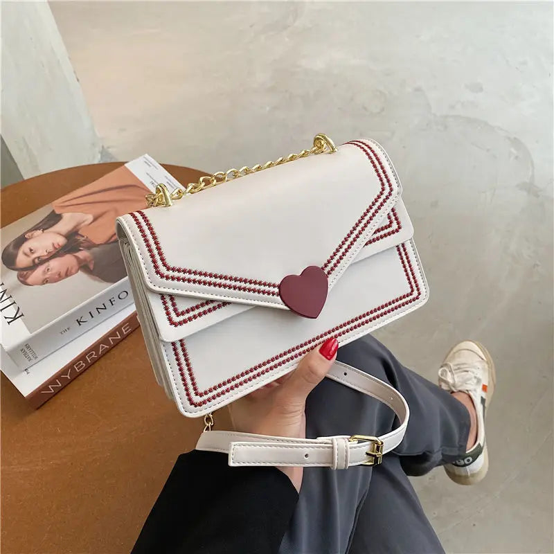 Heart PU Leather Japanese Style School Shoulder Crossbody Bags Purses