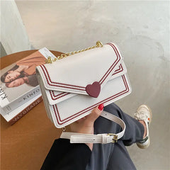 Heart PU Leather Japanese Style School Shoulder Crossbody Bags Purses