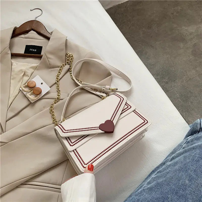 Heart PU Leather Japanese Style School Shoulder Crossbody Bags Purses