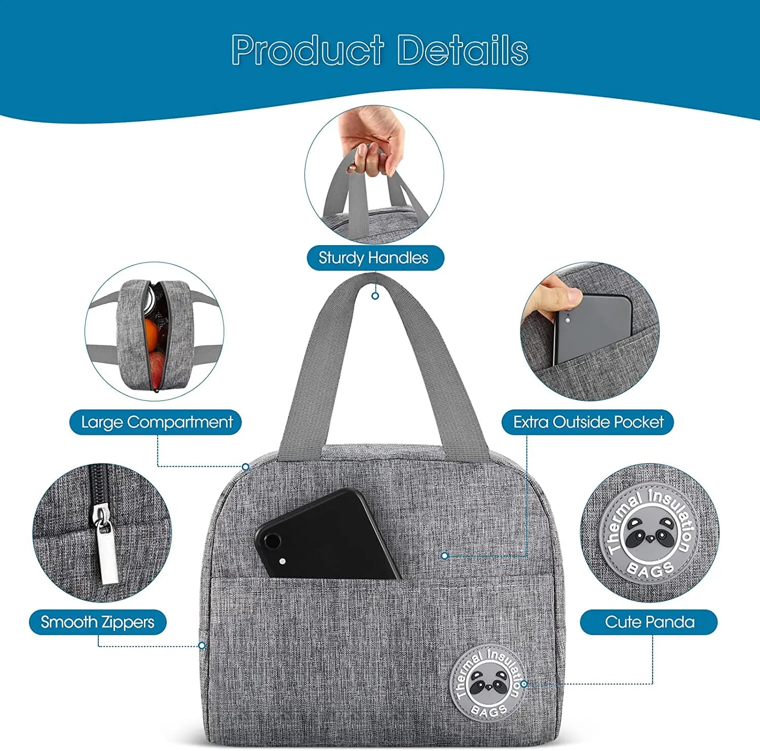 Thermal Lunch Bags for Kids Women Insulated Lonchers Bag