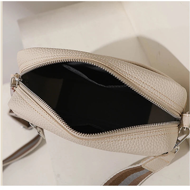 Women Solid Crossbody Bag Wide Strap Small Shoulder Bags Flap Girls
