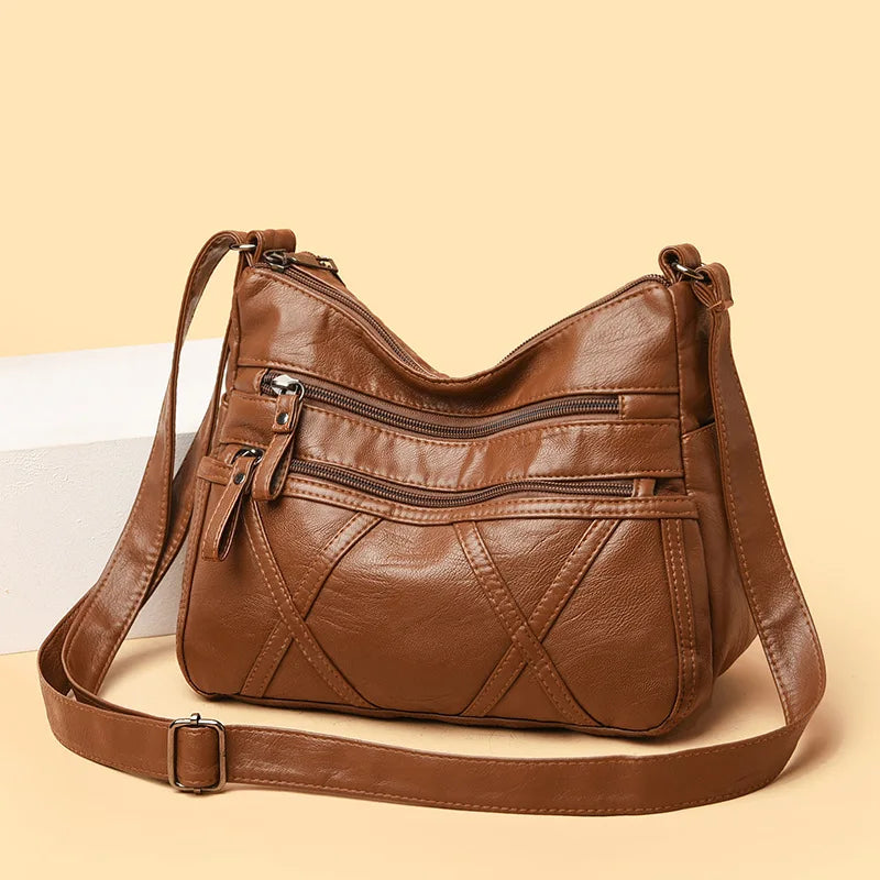 Soft Leather Shoulder Messenger Bag Casual Satchel