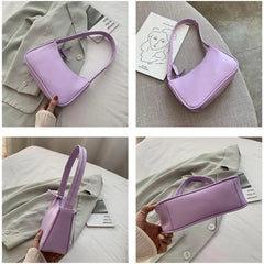 Retro PU Leather Top Handle Bag Women Shoulder Totes Vintage Small Bags Clutch