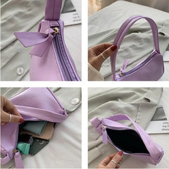 Retro PU Leather Top Handle Bag Women Shoulder Totes Vintage Small Bags Clutch
