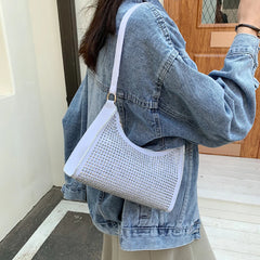 Silver Crystal Bling Top Handle Evening Bag