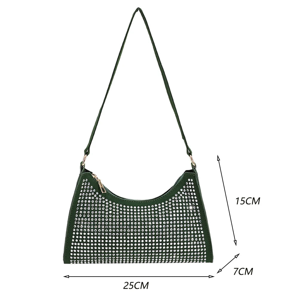 Silver Crystal Bling Top Handle Evening Bag