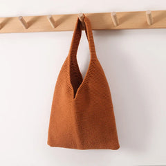 Yellow Crochet Handbag Retro Knitted Braid Hollow Top-handle Tote Bag