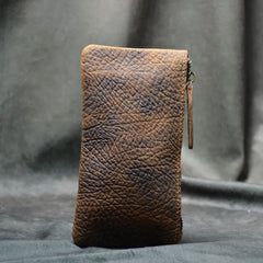 Men's Long Leather Wallet Large Capacity Retro Rugged Cowhide Bag