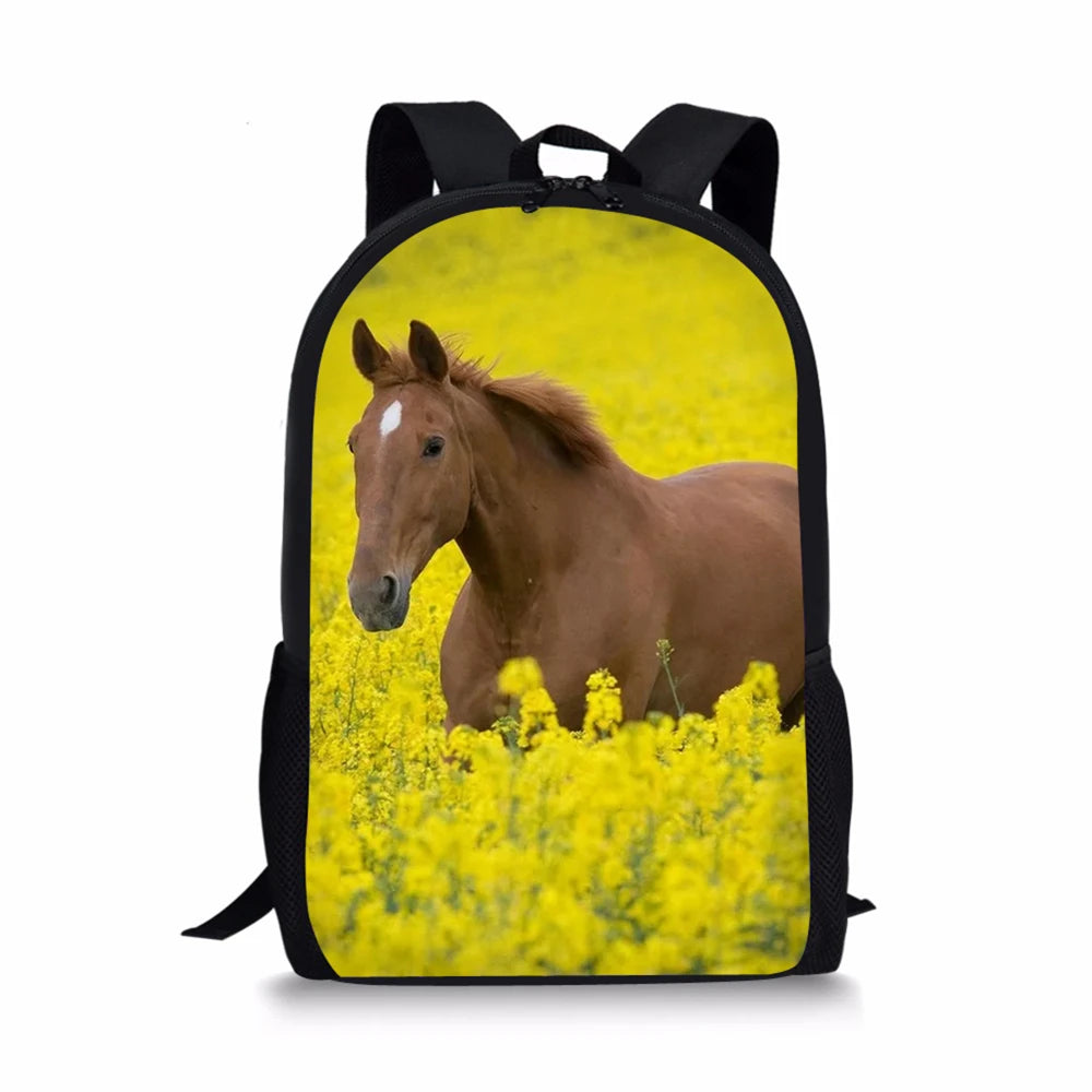 HaoYun Kids Backpack Flower Horse Prints Pattern School Bags Toddler Book Bags