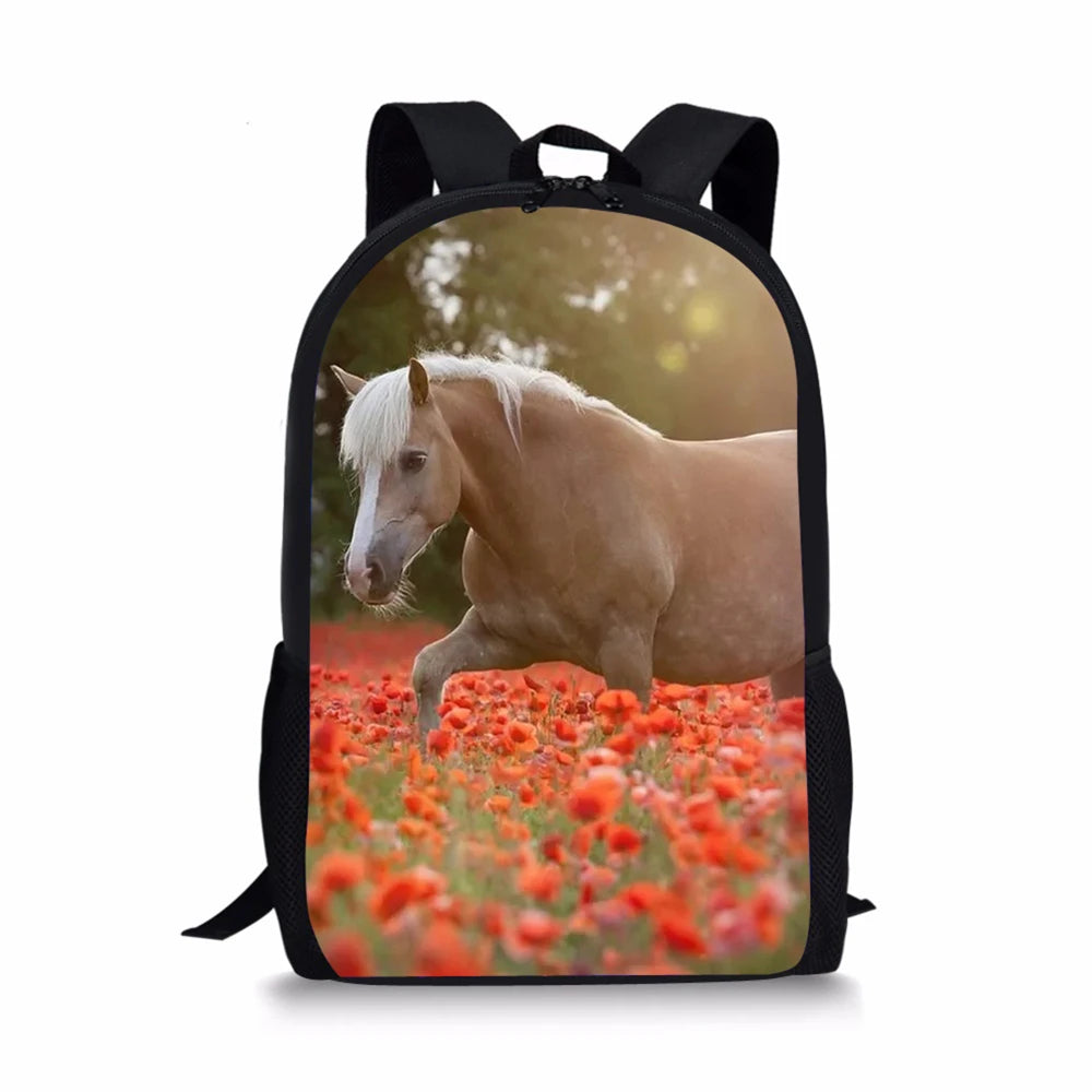 HaoYun Kids Backpack Flower Horse Prints Pattern School Bags Toddler Book Bags
