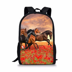 HaoYun Kids Backpack Flower Horse Prints Pattern School Bags Toddler Book Bags