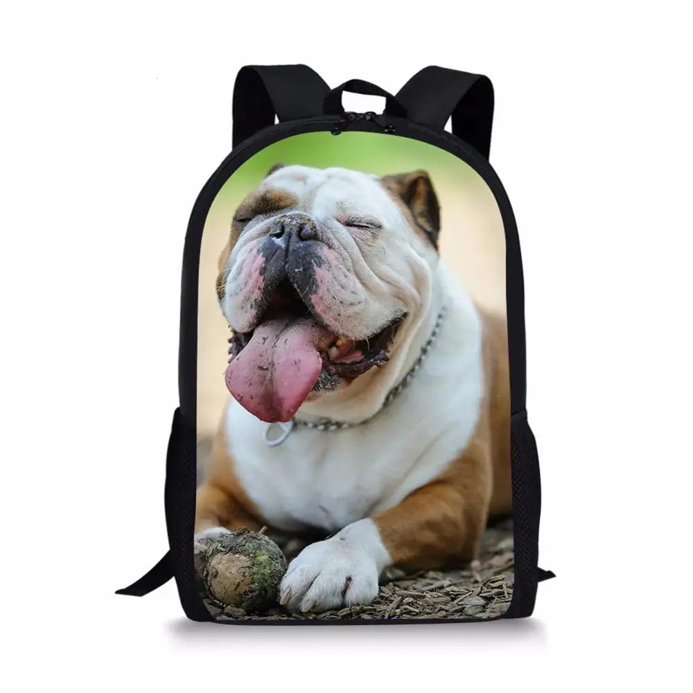 HaoYun Kids School Bags Bulldogs Children Book Bag Travel Backpack
