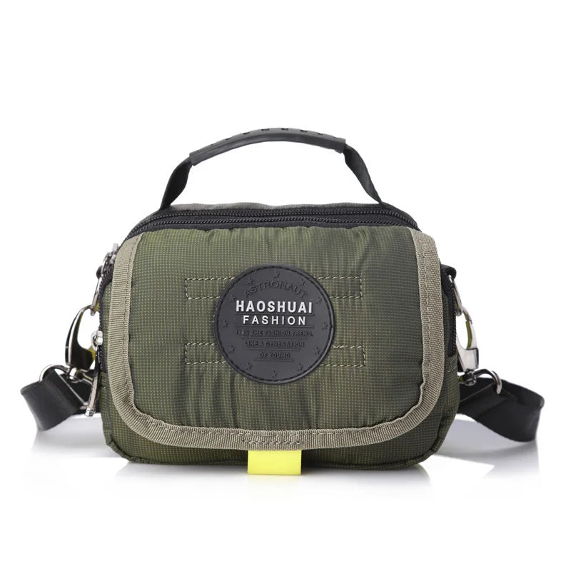 Haoshuai Men's Shoulder Bag Nylon Messenger Sports Backpack